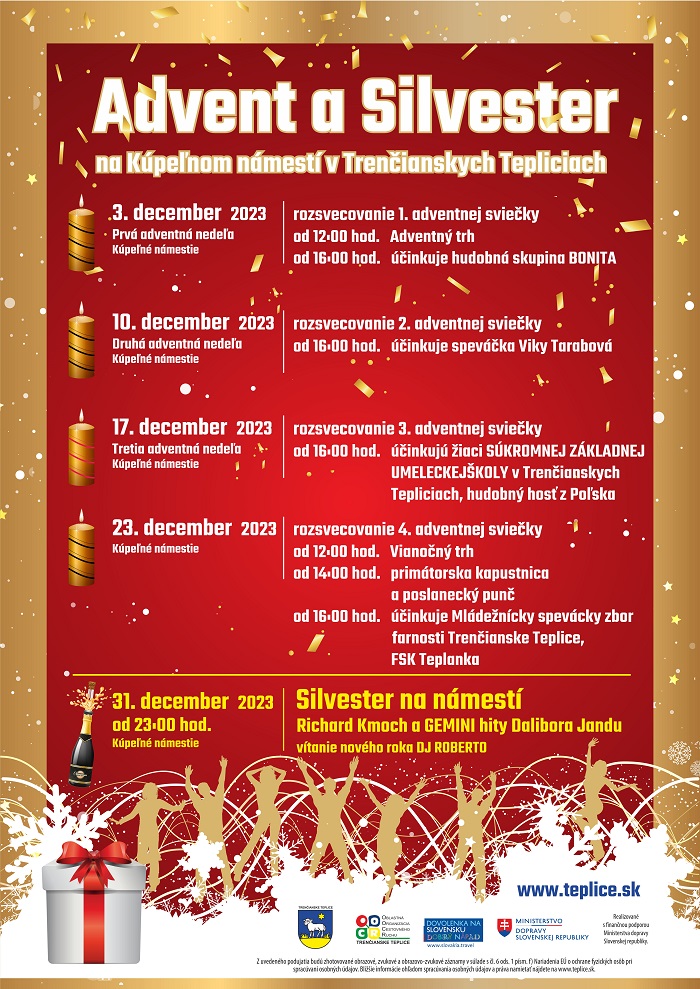 Advent a Silvester na Kúpeľnom námestí v Trenčianskych Tepliciach