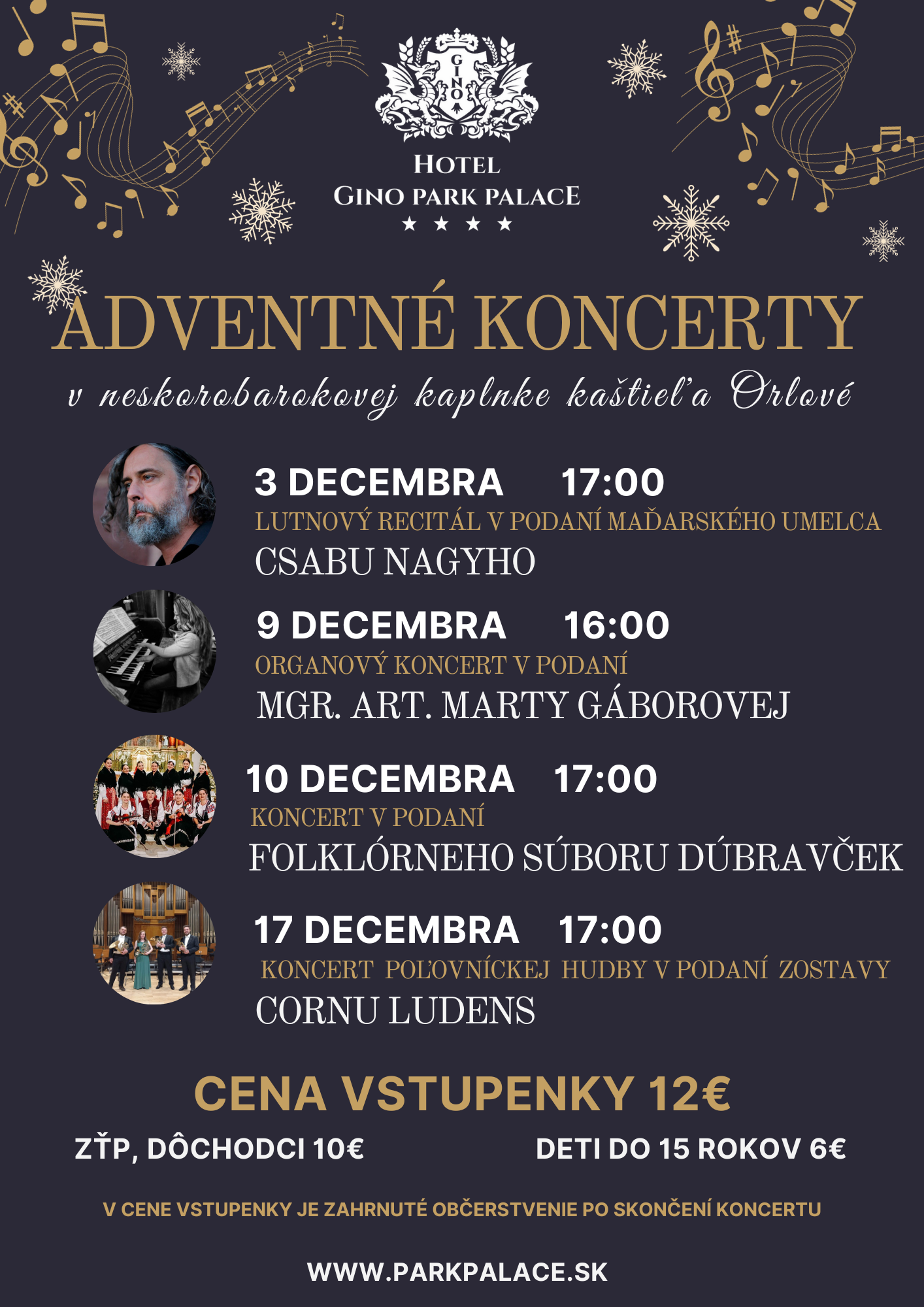 Adventné koncerty v kaštieli Orlové