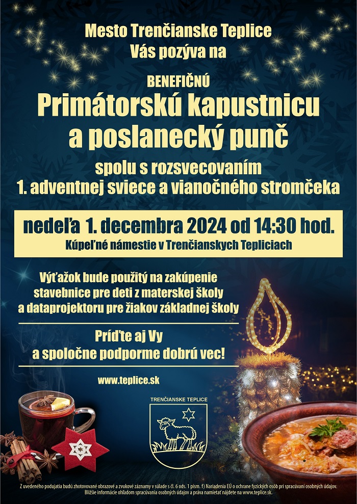 Benefičné rozsvecovanie 1. adventnej sviečky v Trenčianskych Tepliciach
